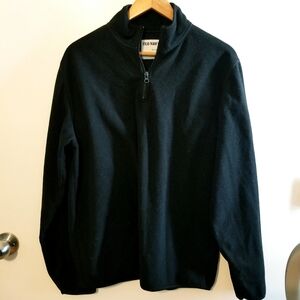 Old Navy Men's Black Pullover Mock Neck Quarter Zip-Up Fleece Sweater Large